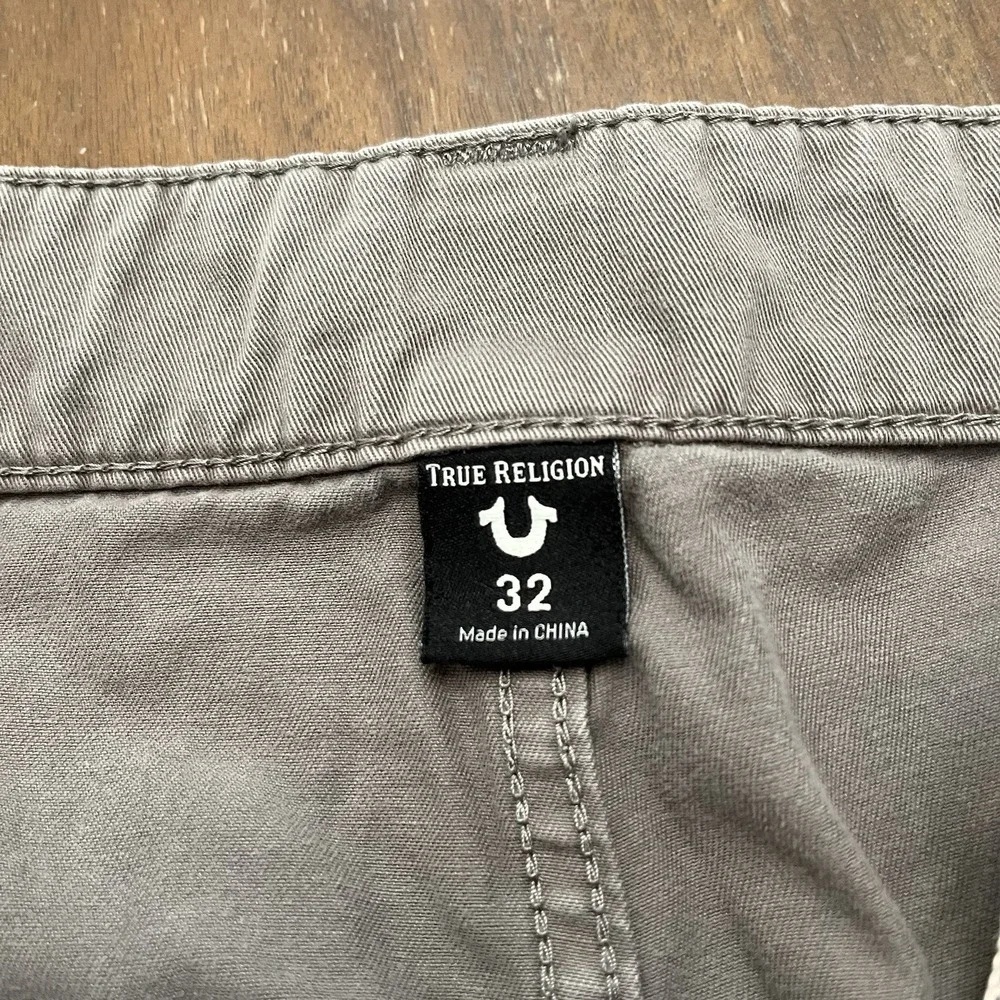 True Religion Marco Cargo Joggers Men's 32 Gray Khaki Pockets Pants 34x27